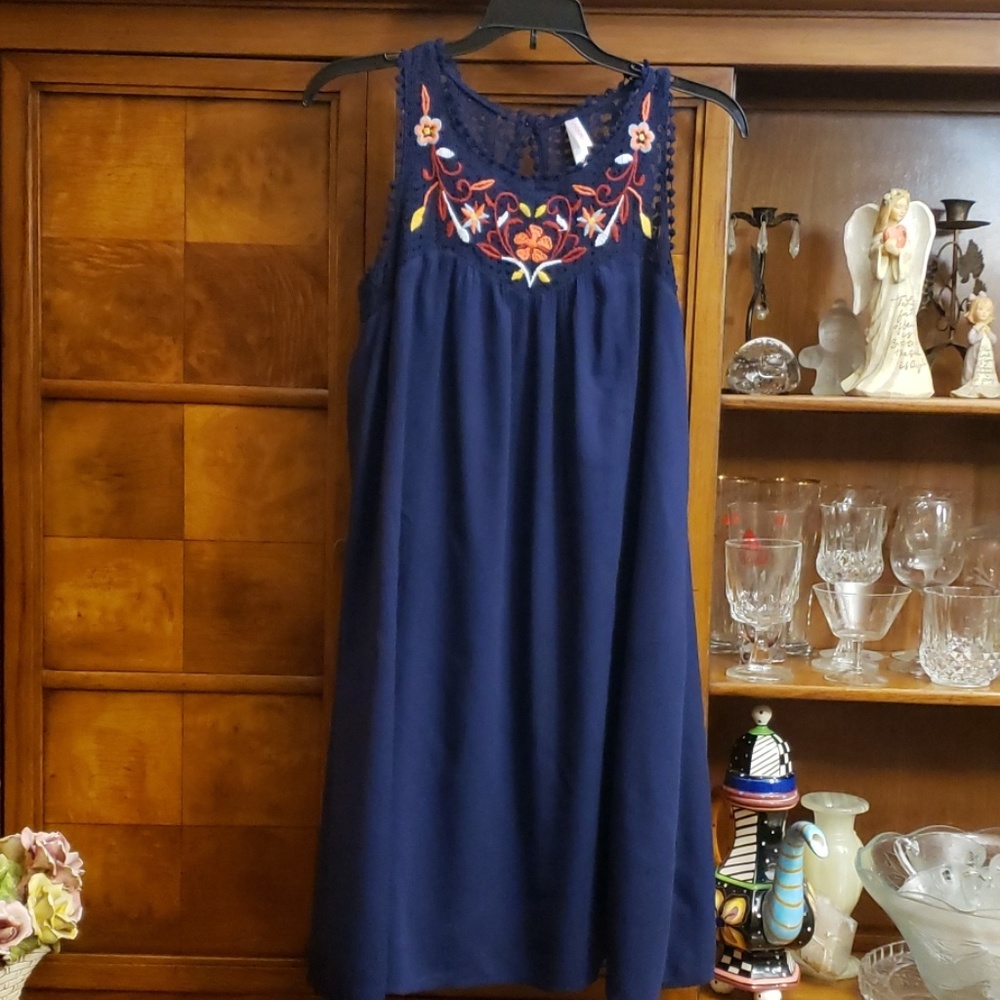 Xhilaration Navy Blue Embroidery/Lace Dress SZ S - Picture 1 of 7